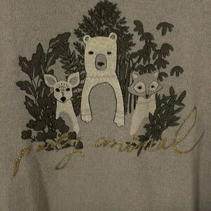 “Party Animal” LC LAUREN CONRAD LONG SLEEVE LIGHT‎ SWEATER WOMEN XL GRAY Top